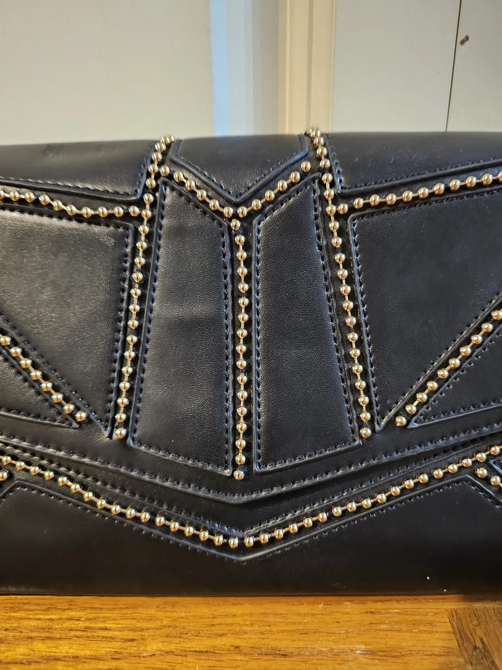 Studded Geometric Black Clutch - Nila Anthony